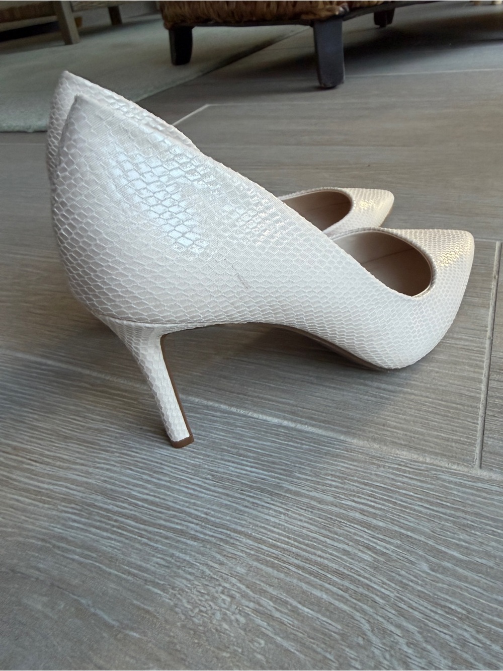 Jessica Simpson Ivory Textured Pointed-Toe Stiletto Pumps - Picture 4 of 8